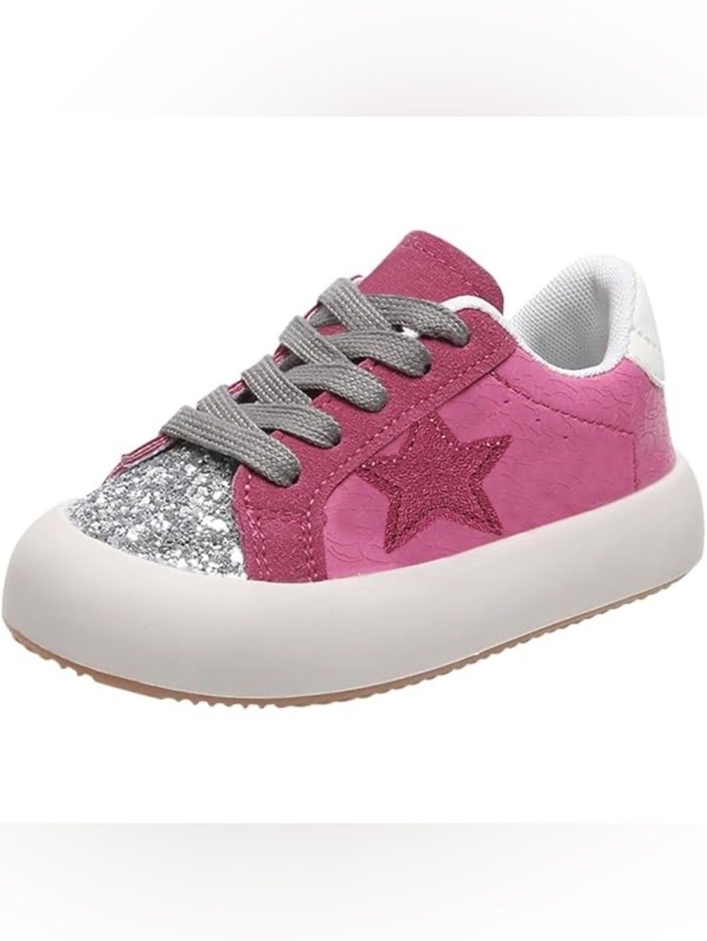 (T5) Glitter sneakers for girls, lightweight & non slip, 34EU/4US litle girls - Picture 4 of 14